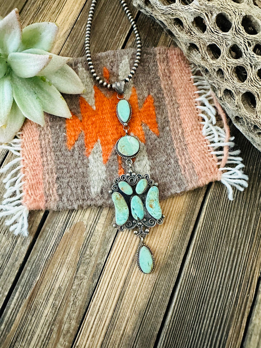 Handcrafted Royston Turquoise and Sterling Silver Pendant by Jacqueline Silver