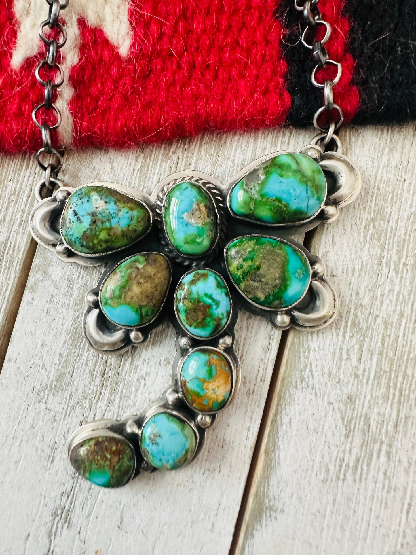 Handcrafted Sonoran Gold Turquoise & Sterling Silver Dragonfly Necklace