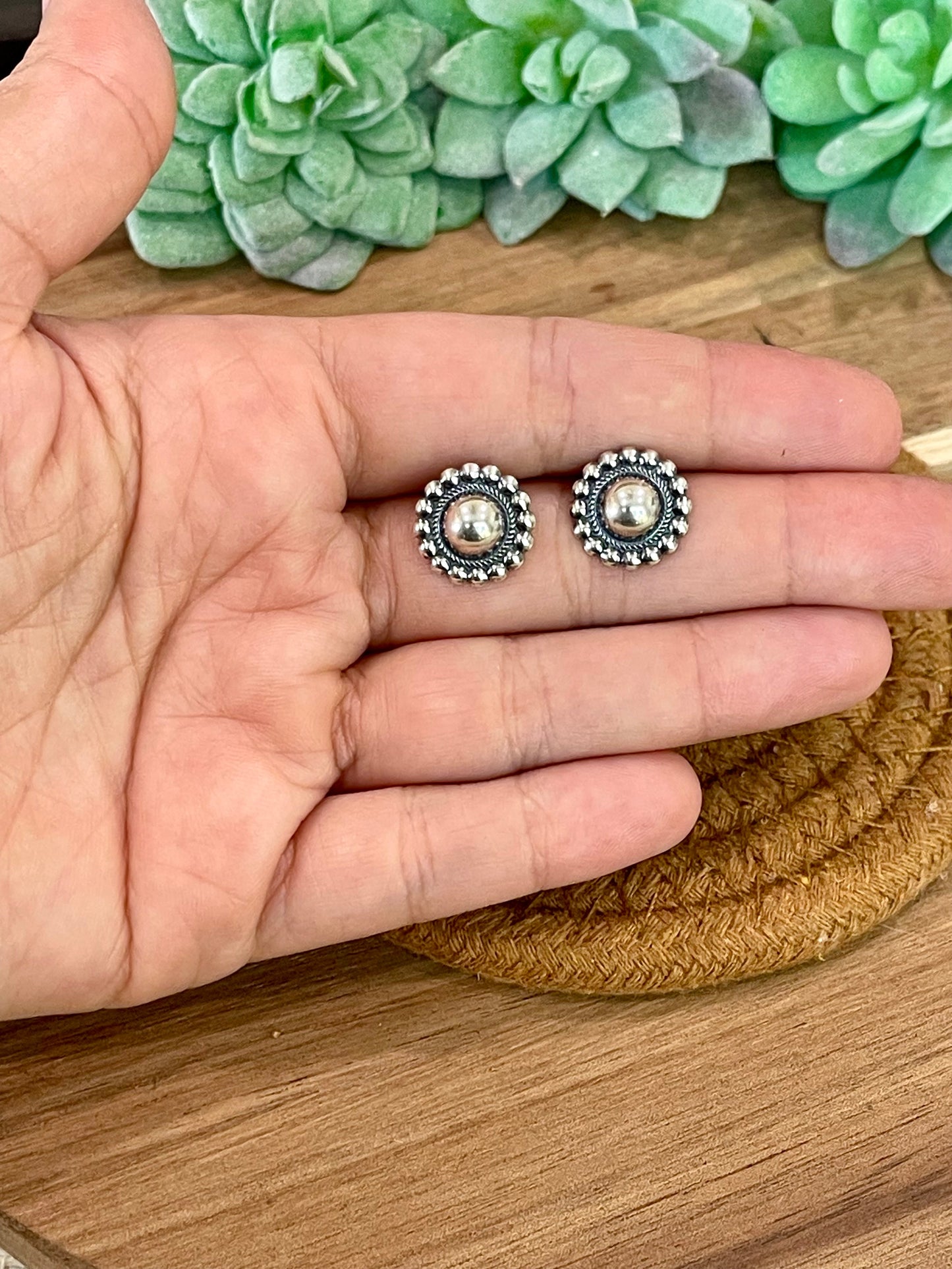 Handmade Sterling Silver Post Circle Earrings