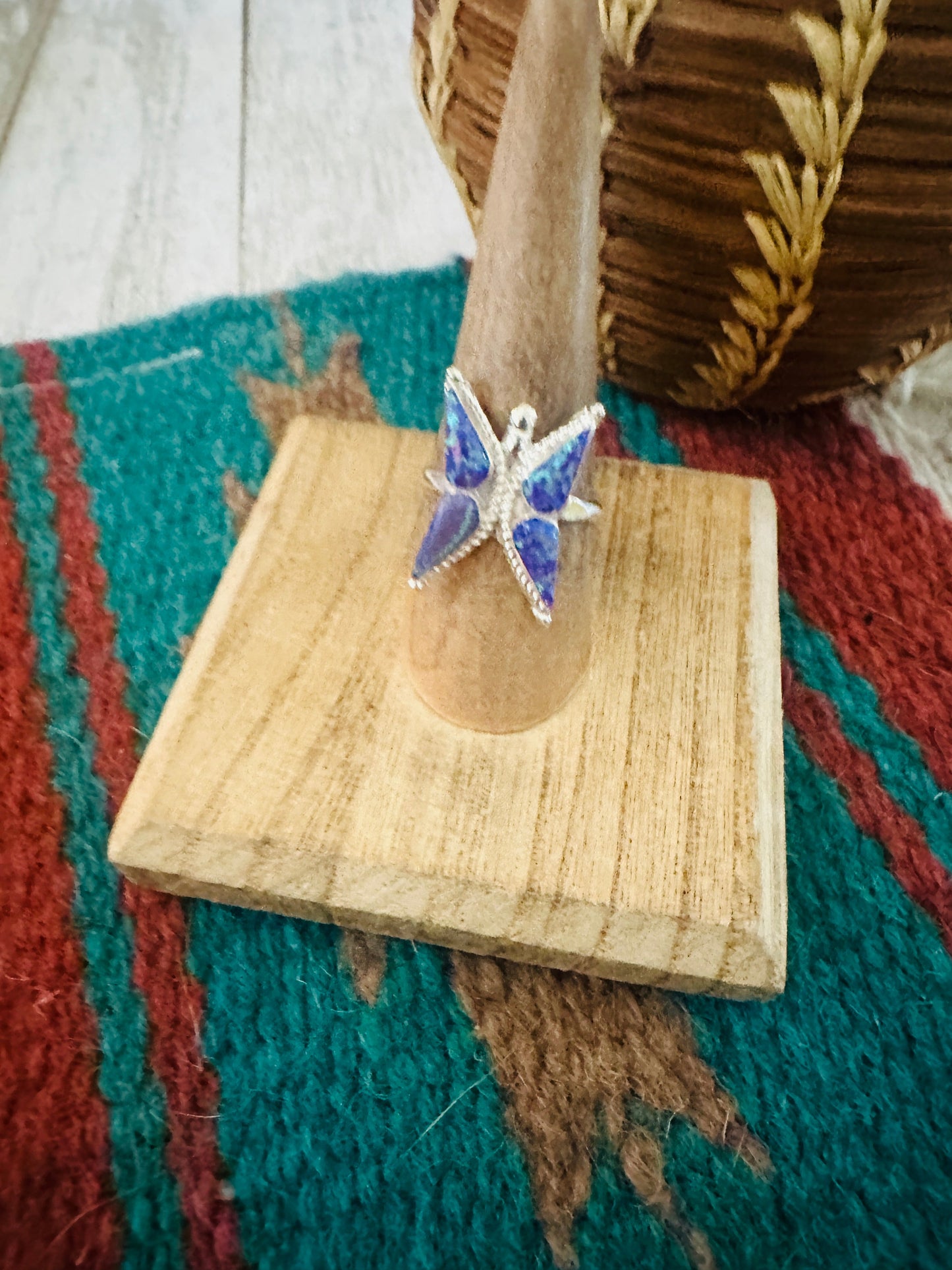 Handcrafted Sterling Silver & Purple Opal Butterfly Ring