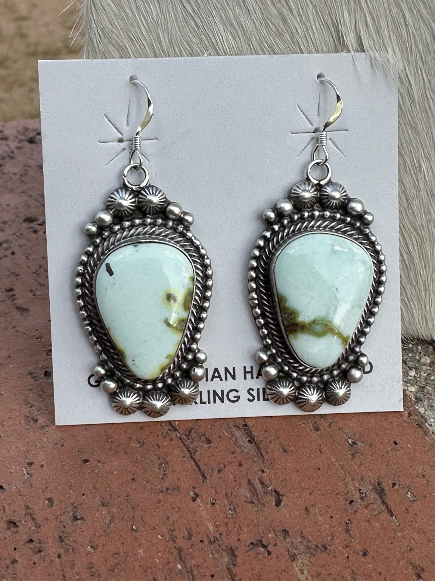 Handcrafted Sterling Silver & Palomino Turquoise Squash Blossom Necklace and Earring Set