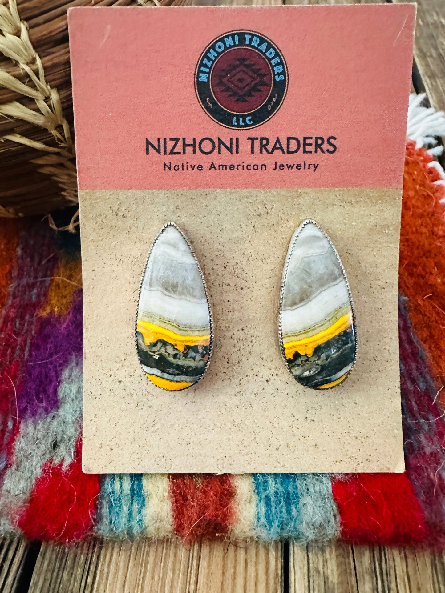 Handcrafted Bumblebee & Sterling Silver Post Earrings