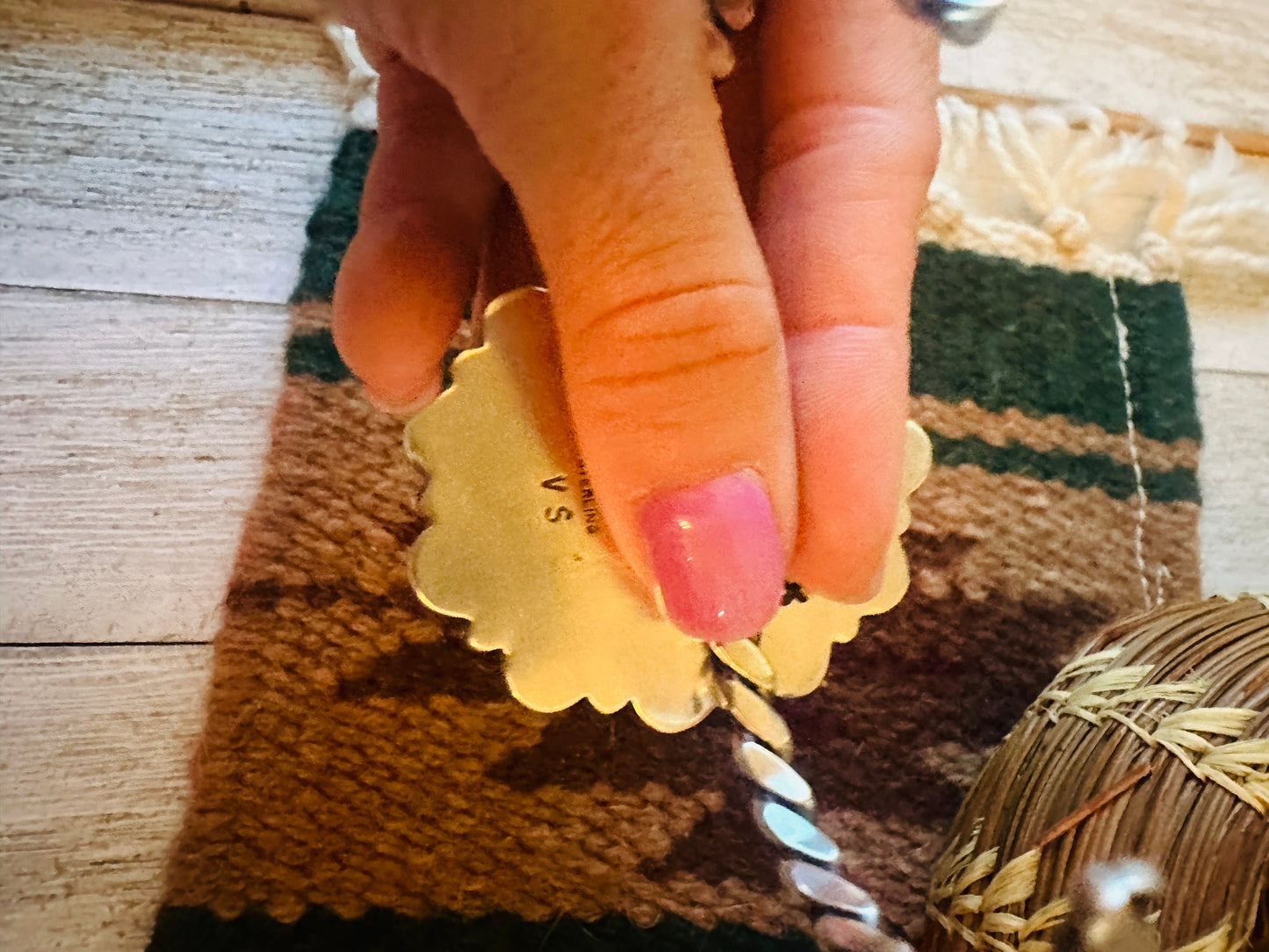 Handcrafted Queen Pink Conch Shell & Sterling Silver Cluster Cuff Bracelet