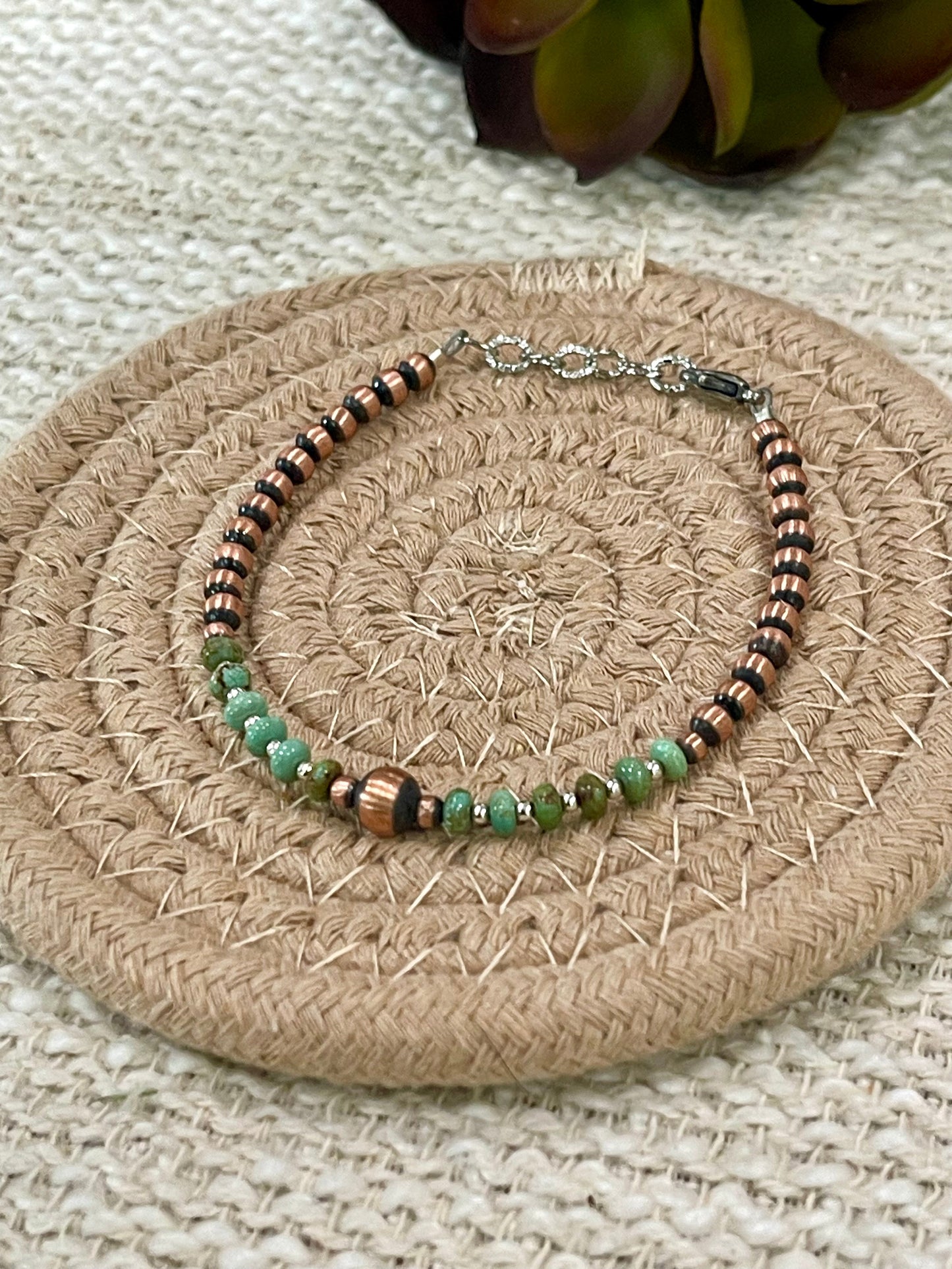 Handmade Copper & Turquoise Beaded Bracelet