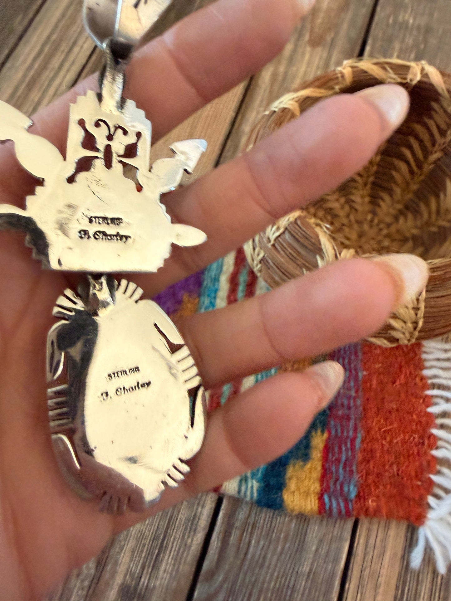 Handcrafted Sterling Silver and Valley Blue Turquoise Kachina Pendant by Freddy Charley