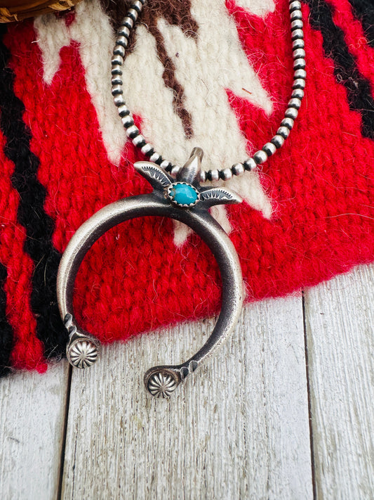 Handcrafted Sterling Silver & Turquoise Naja Pendant by Martha Cayatineto
