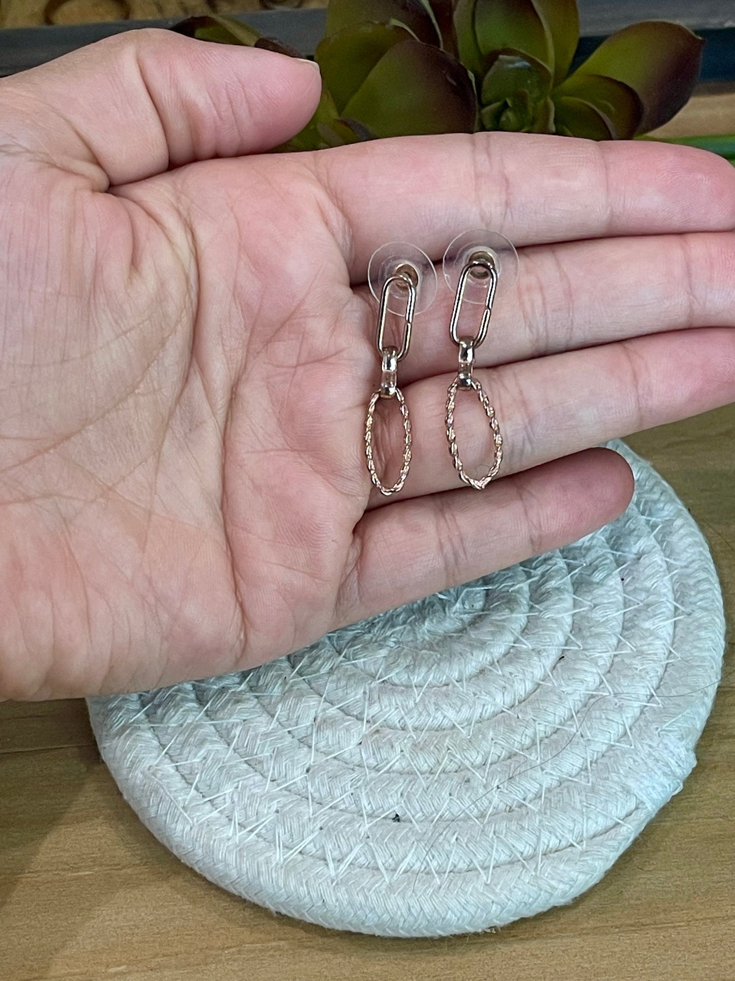 Vintage Handmade Copper Post Dangle Earrings