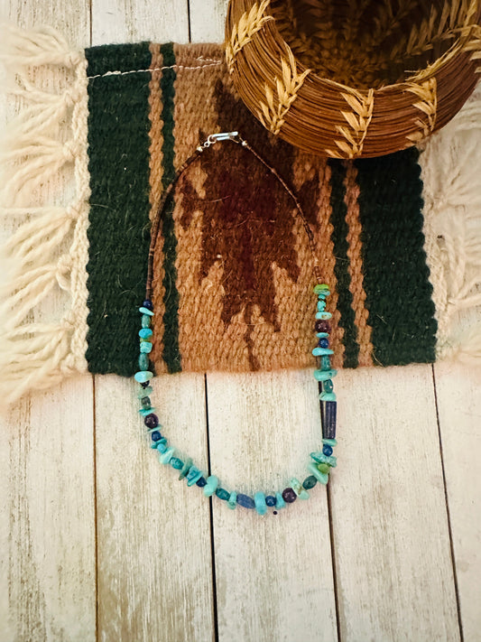 Handcrafted Multi Stone & Sterling Silver Beaded 22” Necklace