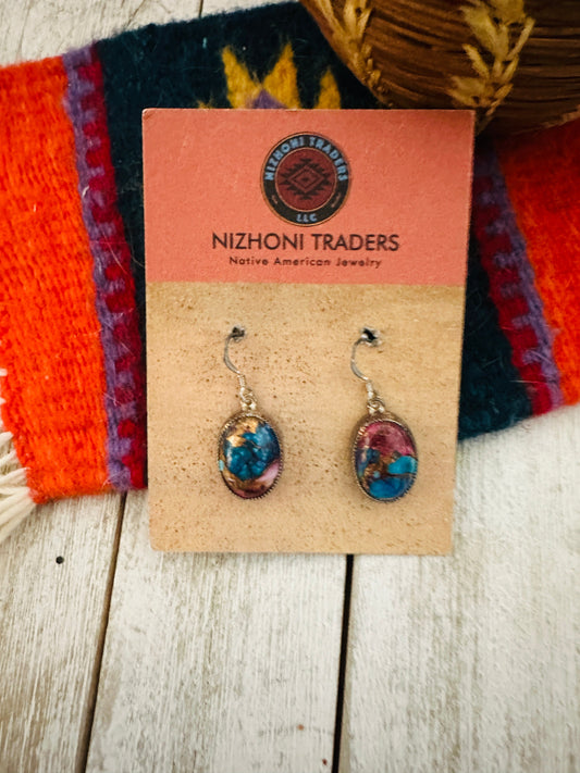 Handcrafted Pink Dream Mojave & Sterling Silver Dangle Post Earrings