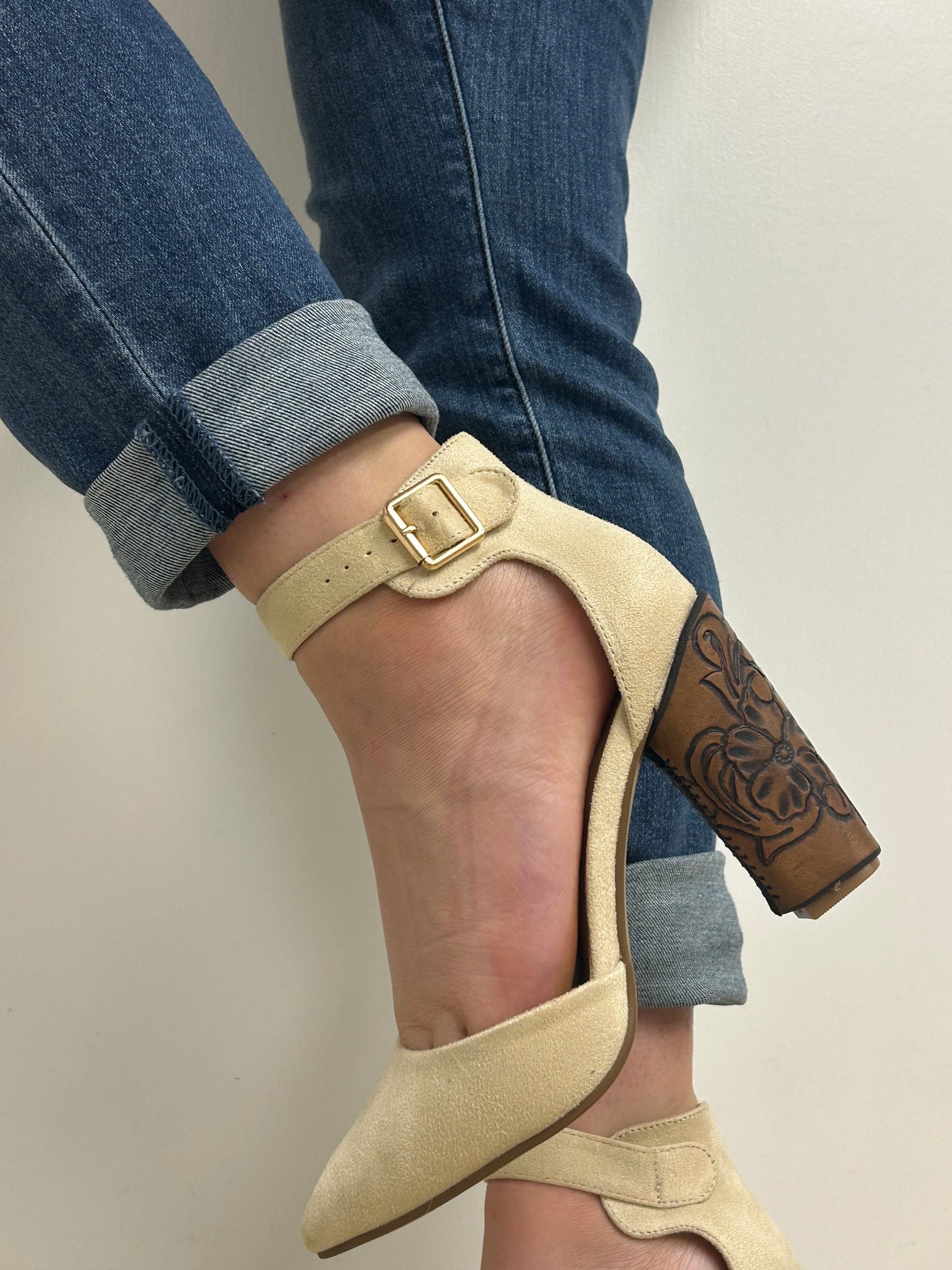 Closed Toe Custom Leather Tooled Heels