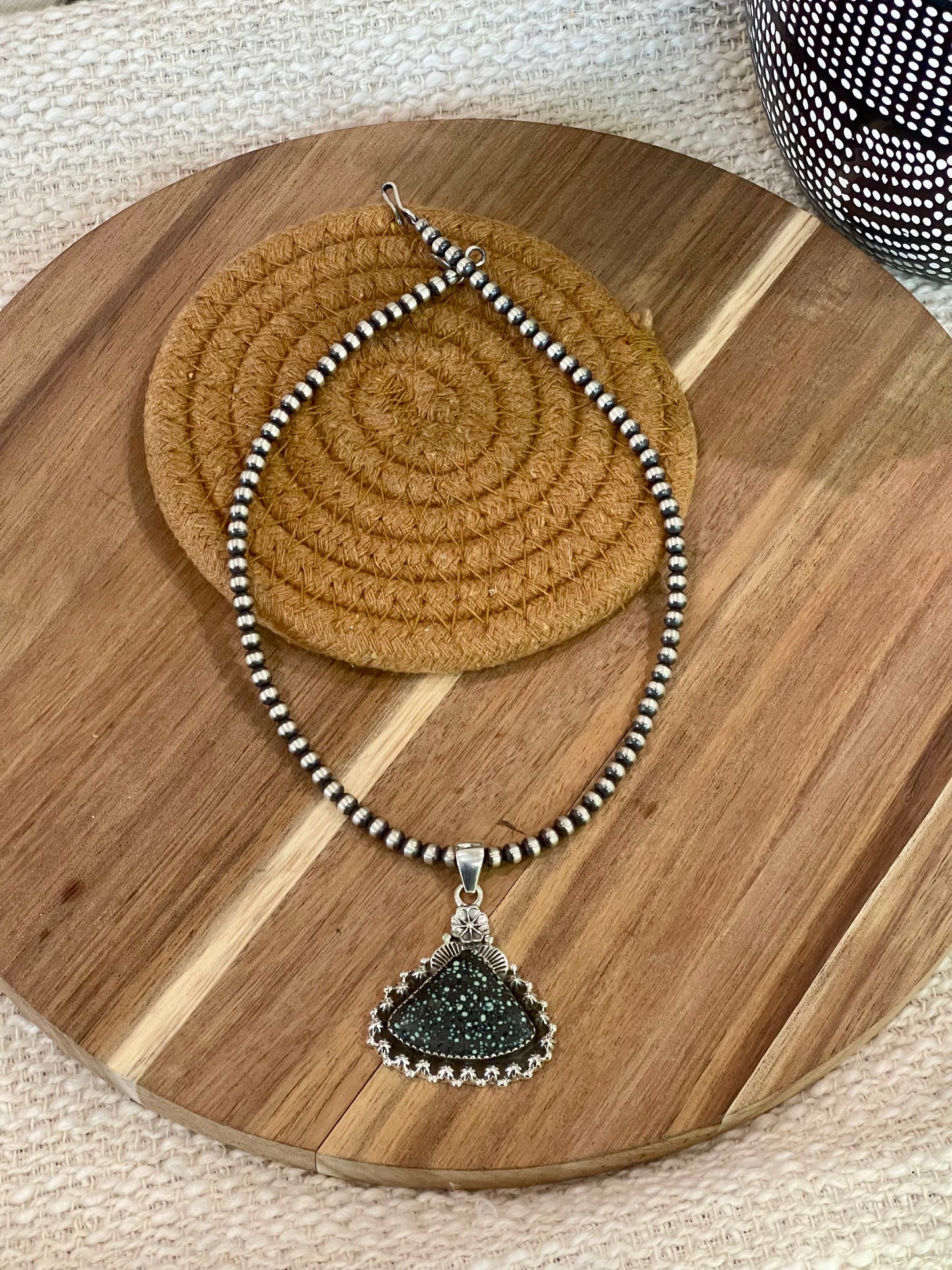 Beautiful Handmade Sterling Silver & New Lander Turquoise Pendant
