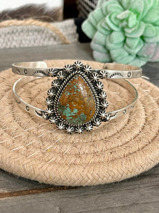 Handmade Sterling Silver & Royston Turquoise Cuff Bracelet