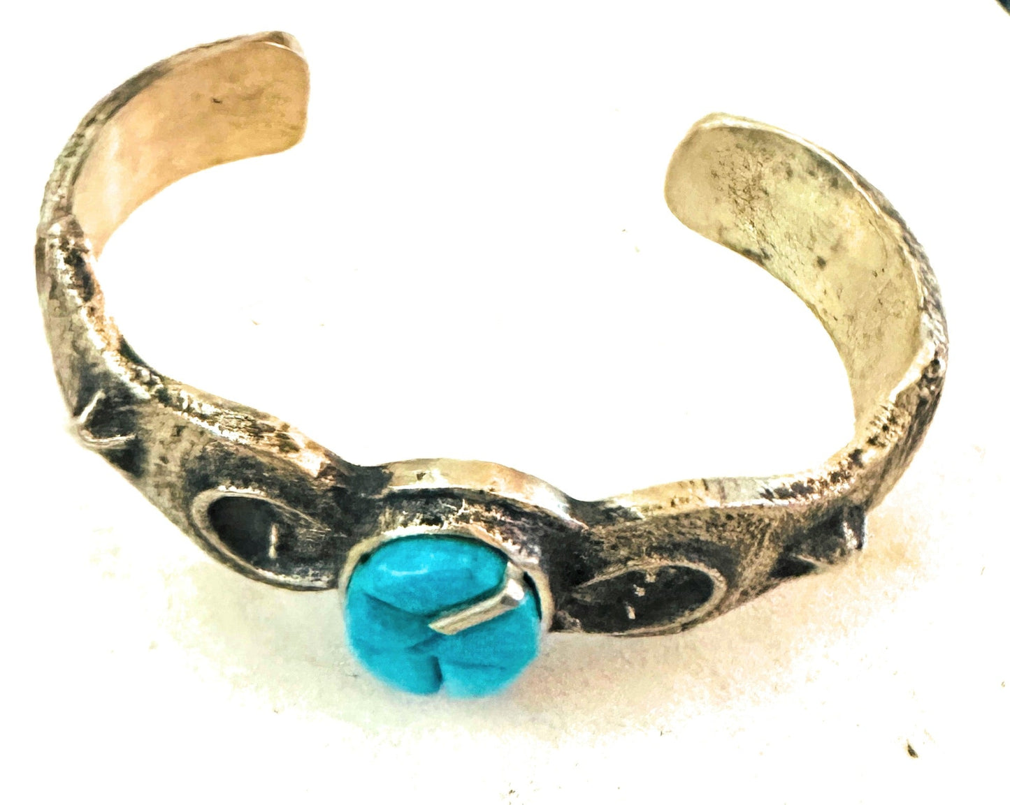 Handcrafted Turquoise & Sterling Silver Inlay Cuff Bracelet