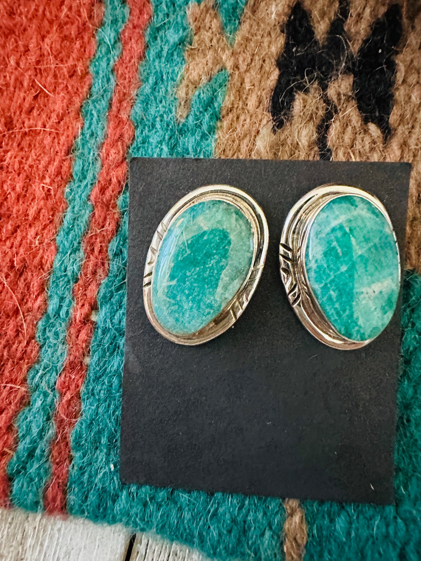 Handcrafted Turquoise & Sterling Silver Post Earrings