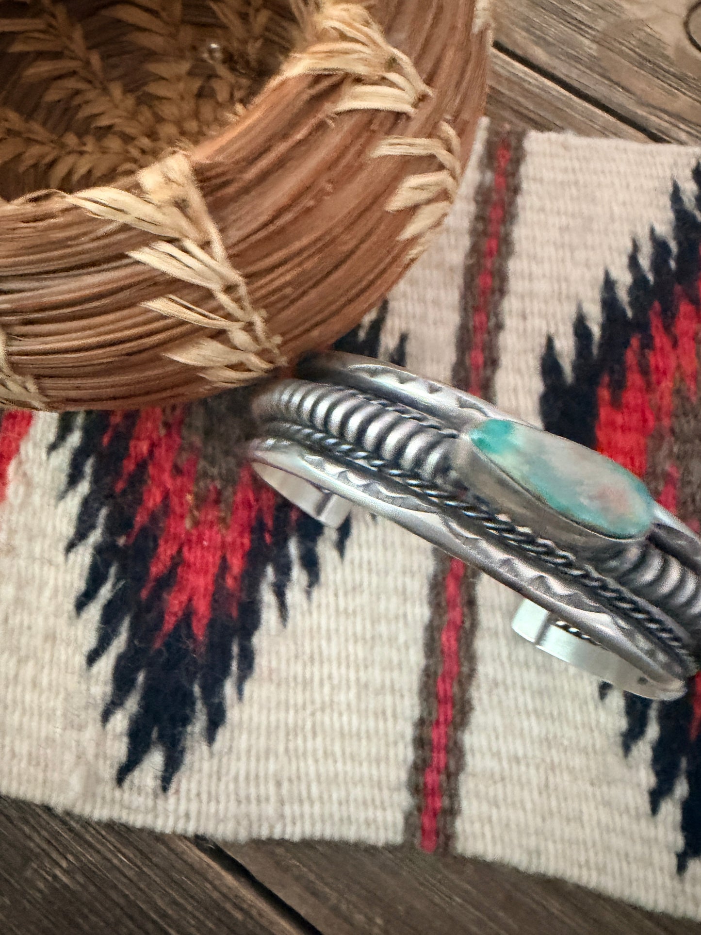 Handcrafted Carico Lake Turquoise & Sterling Silver Cuff Bracelet