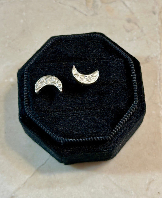 Hammered Moon Studs