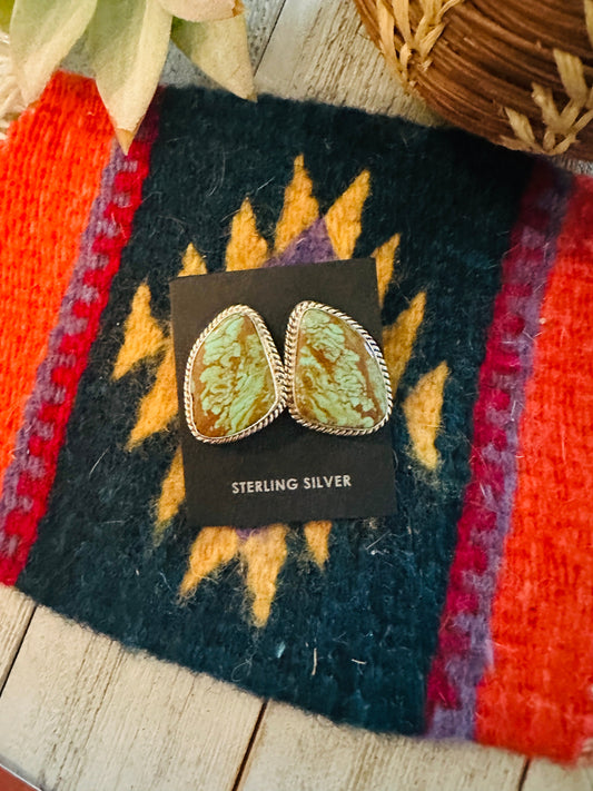Handcrafted Variscite and Sterling Silver Post Earrings