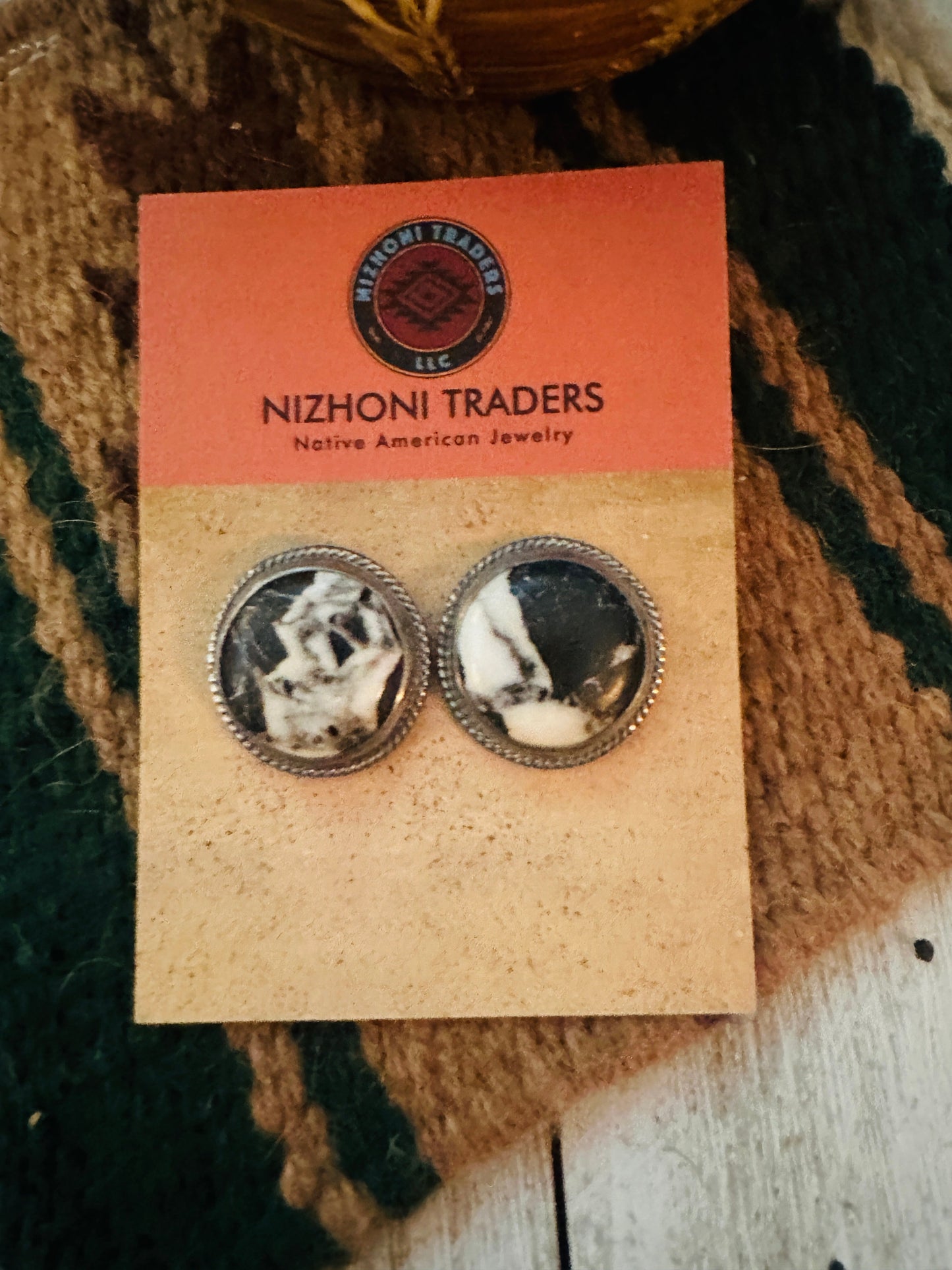 Handcrafted White Buffalo & Sterling Silver Post Earrings