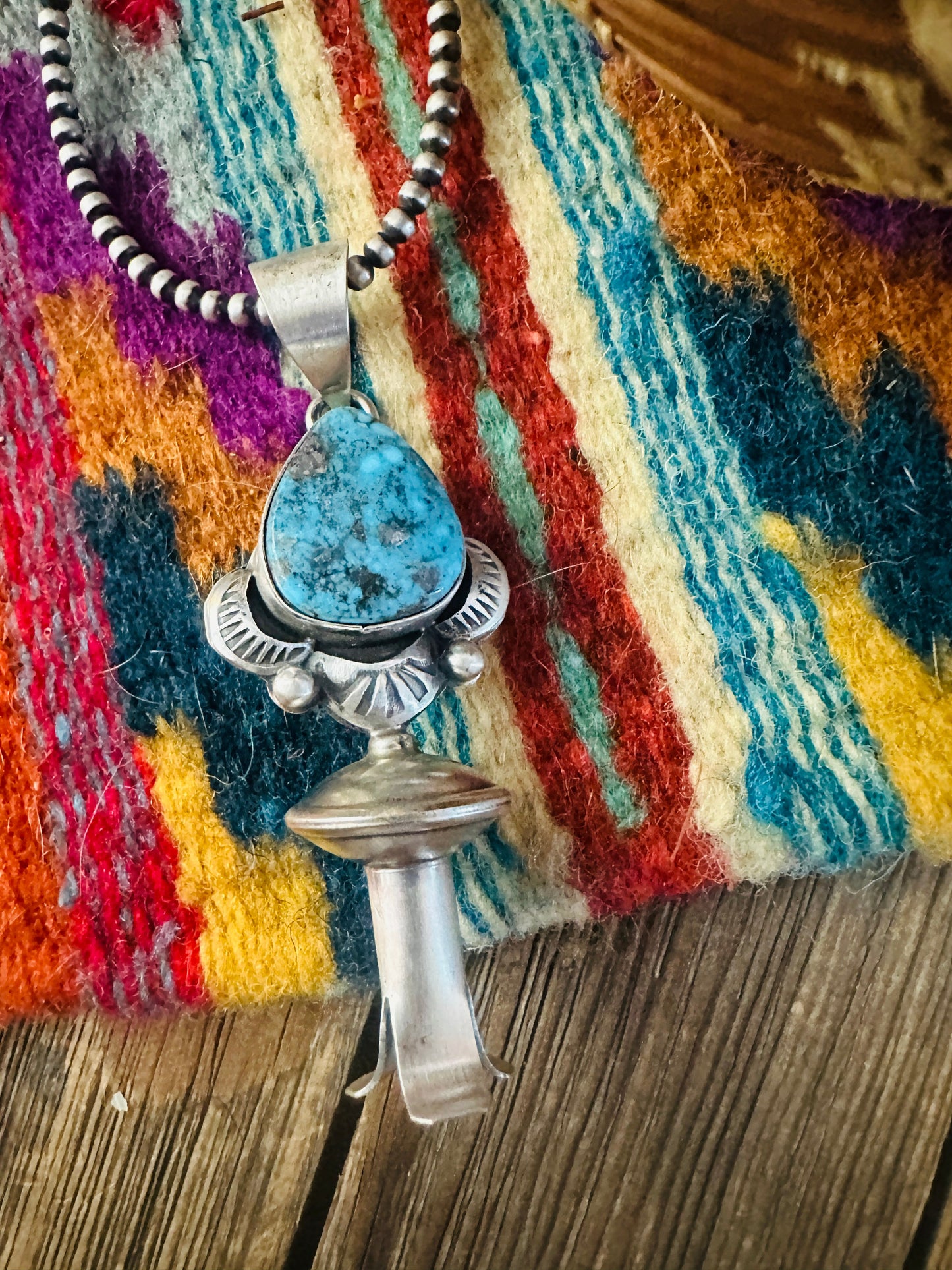 Handcrafted Sterling Silver & Turquoise Blossom Pendant