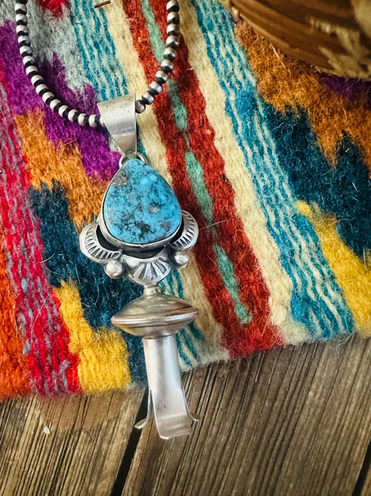 Handcrafted Sterling Silver & Turquoise Blossom Pendant