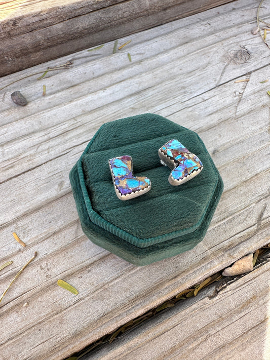 Purple Dream Mojave Sterling Silver Boot Earrings Handmade