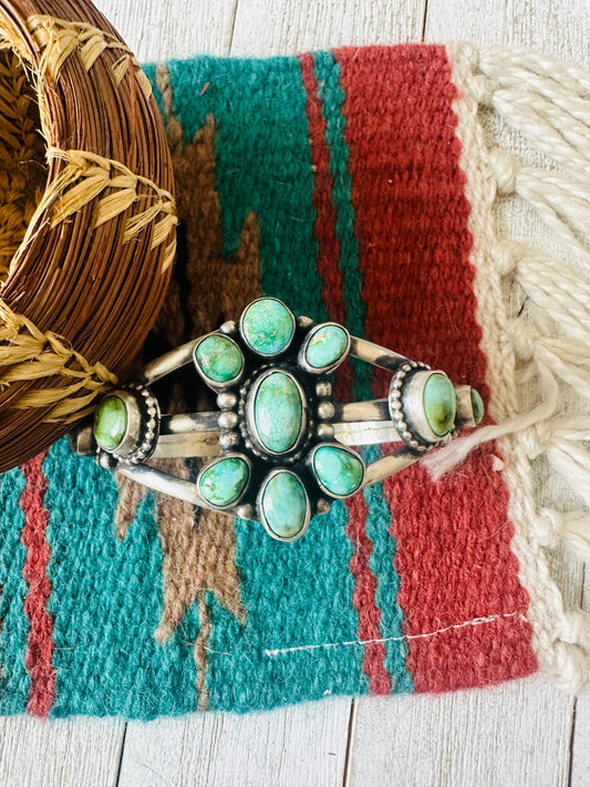 Handcrafted Sonoran Gold Turquoise & Sterling Silver Cuff Bracelet