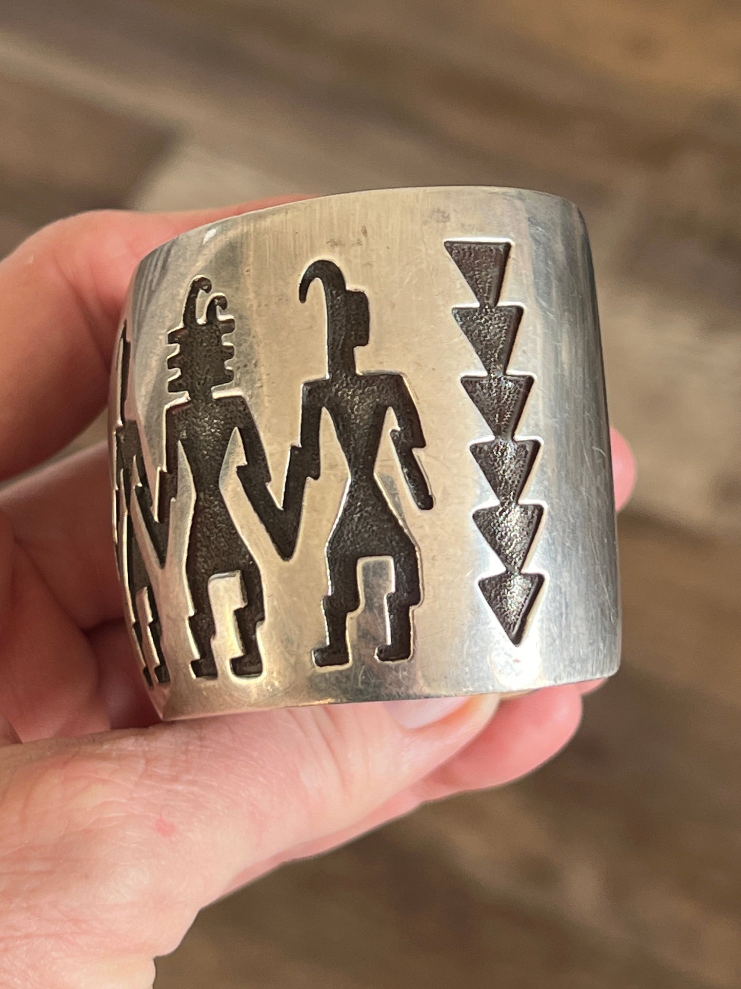 Handcrafted Vintage Sterling Silver Petroglyph Cuff