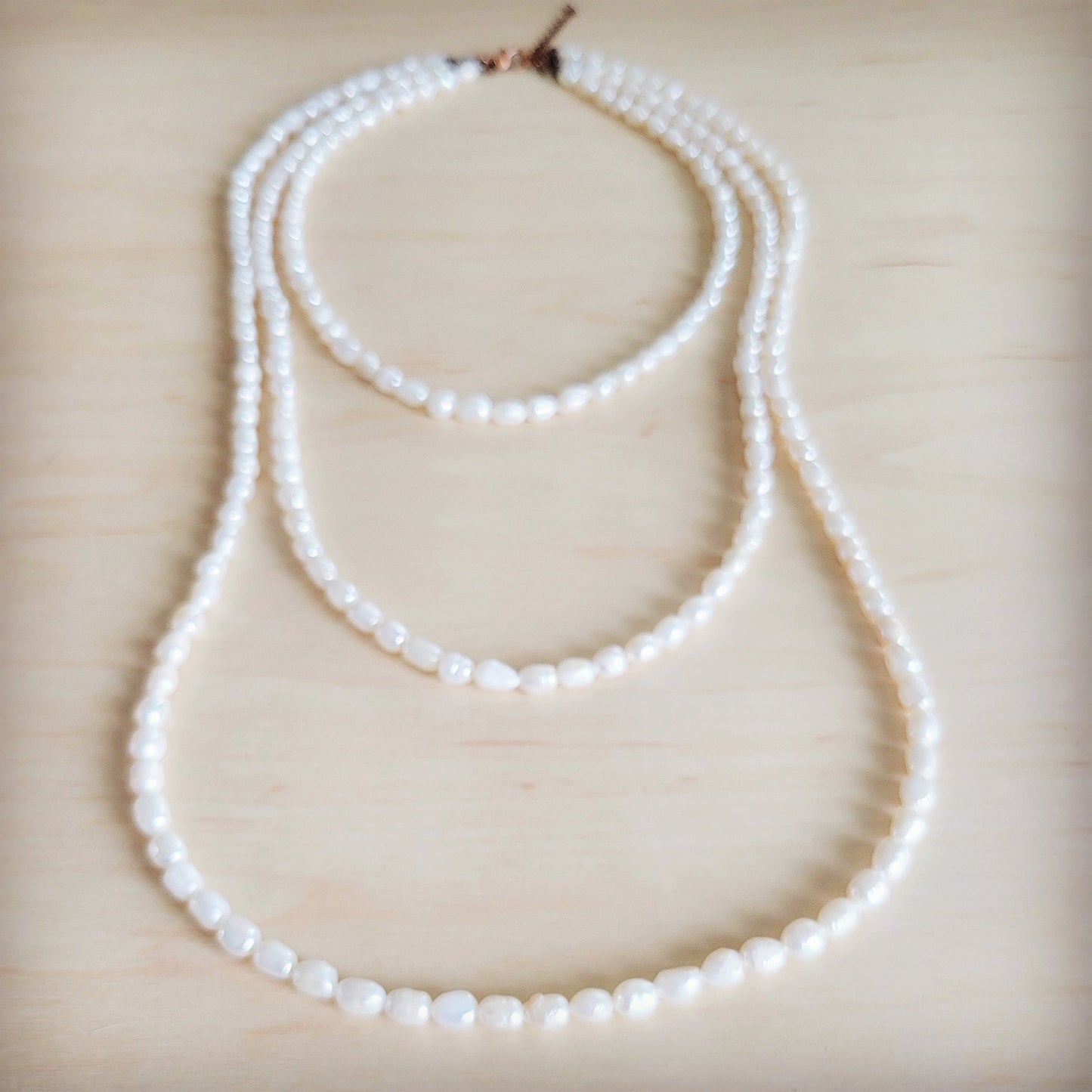Genuine Freshwater Pearl Triple Strand Layered Boho Necklace 263r