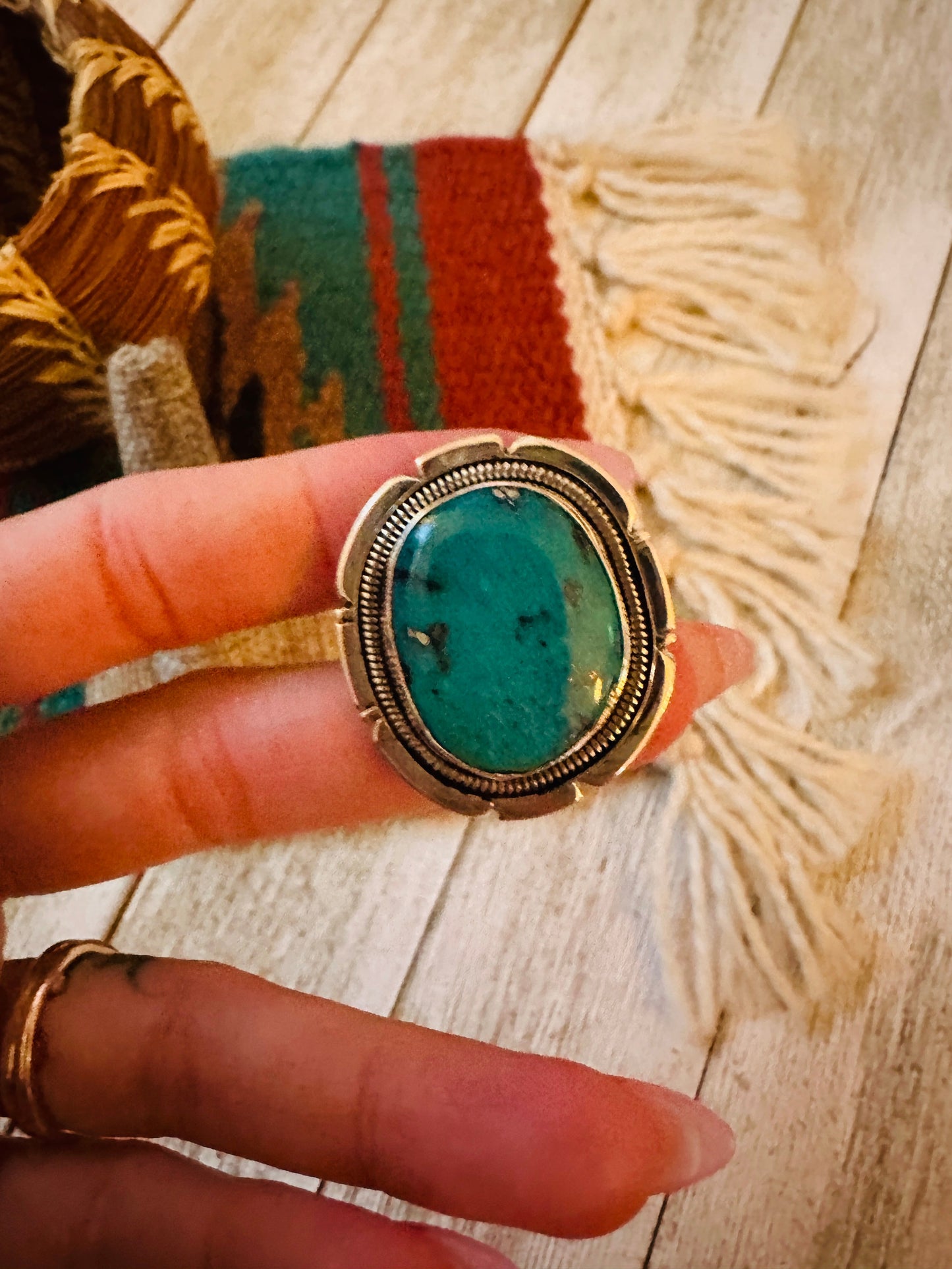 Handcrafted Turquoise & Sterling Silver Adjustable Ring