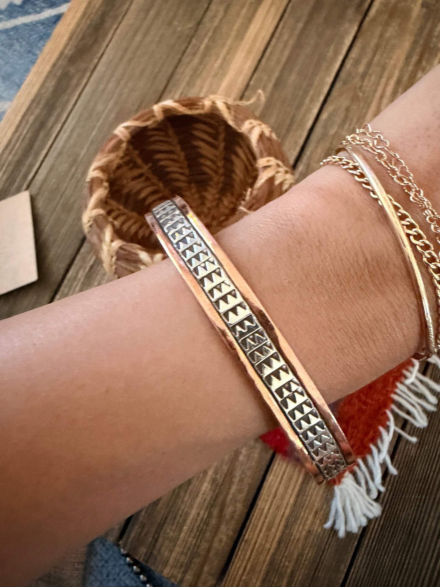 Handcrafted Copper & Sterling Silver Cuff Bracelet