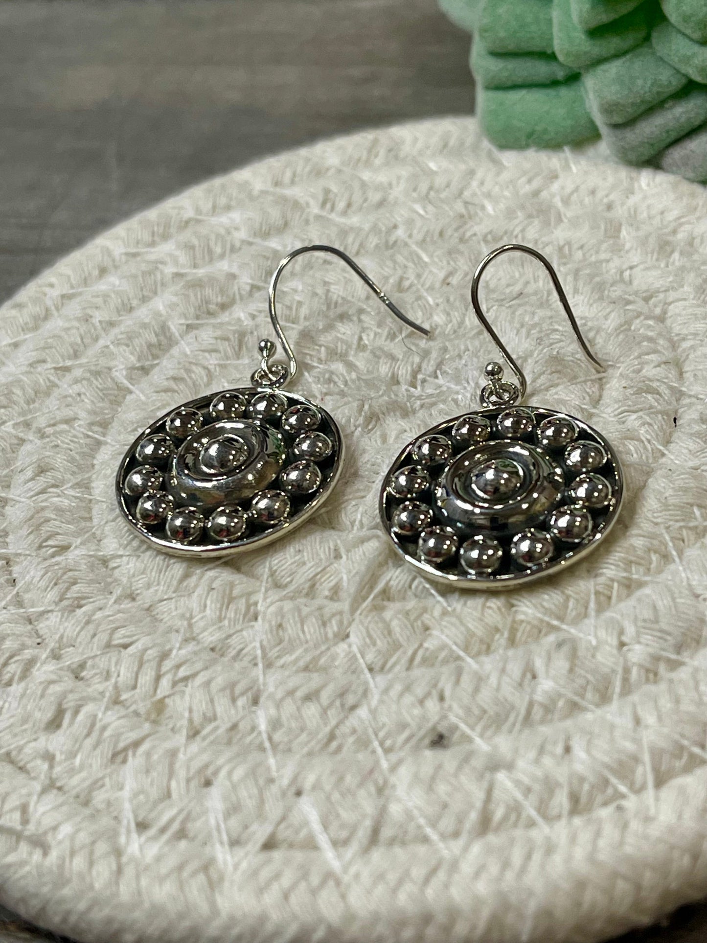 Handmade Sterling Silver Ball  Dangle Earrings