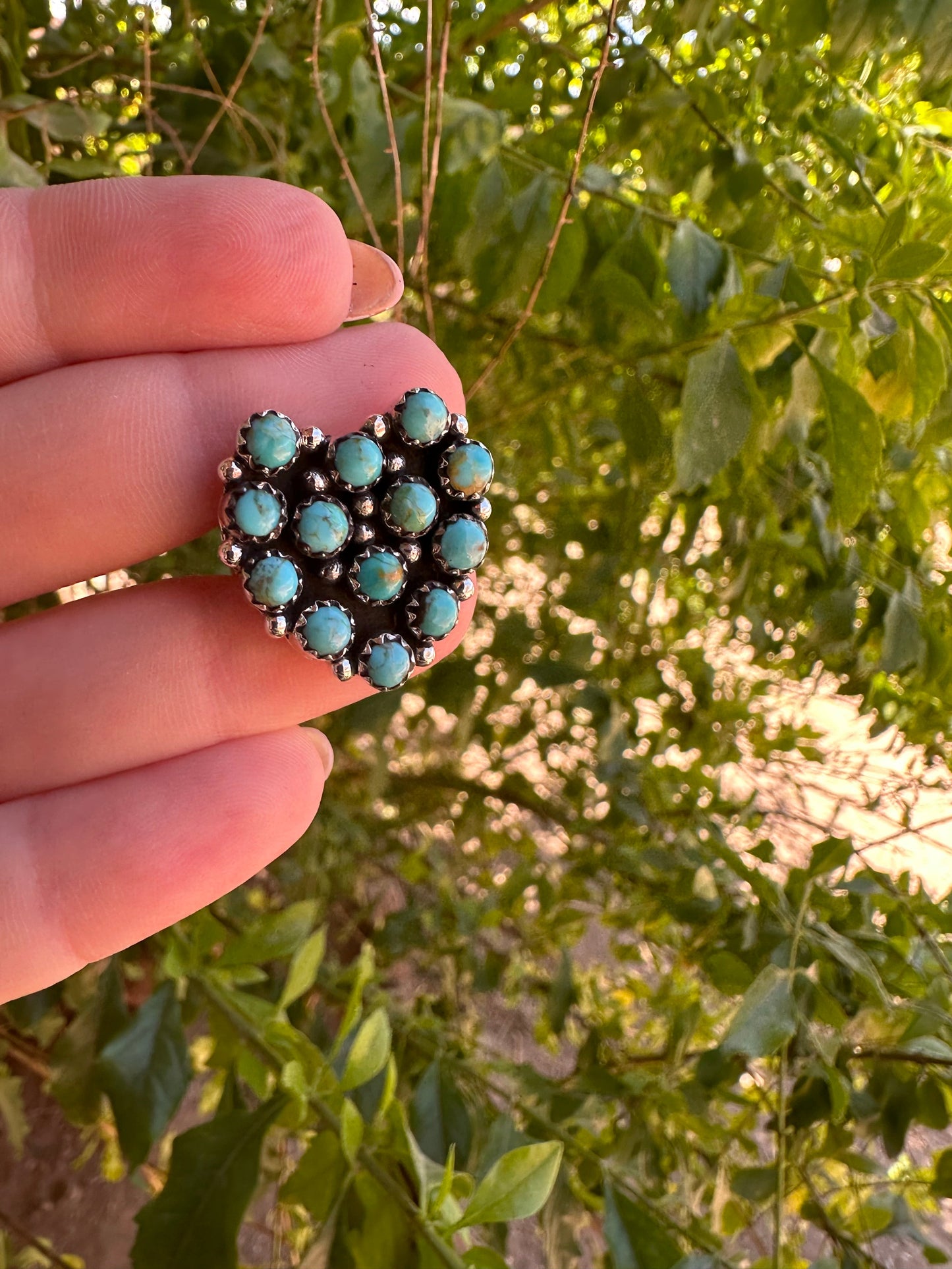 Handmade Adjustable Turquoise Sterling Silver Heart Ring