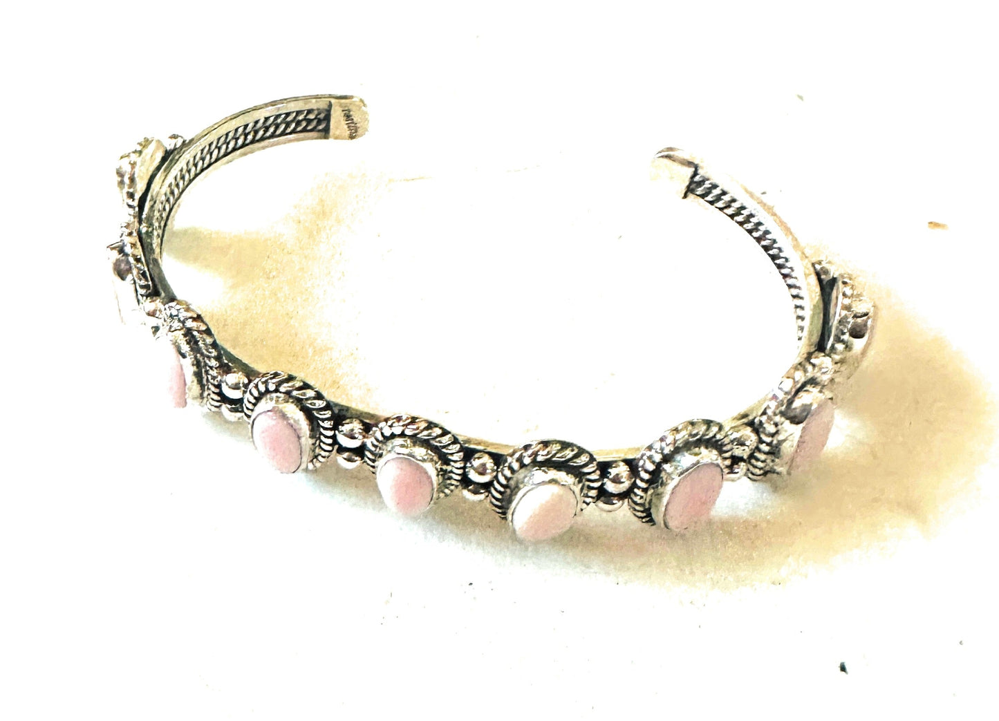 Handcrafted Queen Pink Conch Shell & Sterling Silver Cuff Bracelet