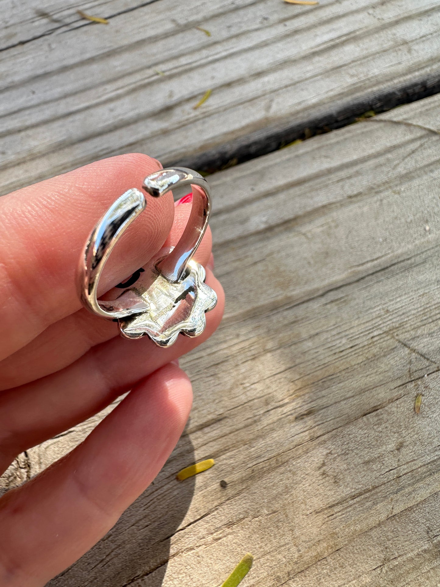 Daisy Handmade Adjustable Turquoise Sterling Silver Flower Ring