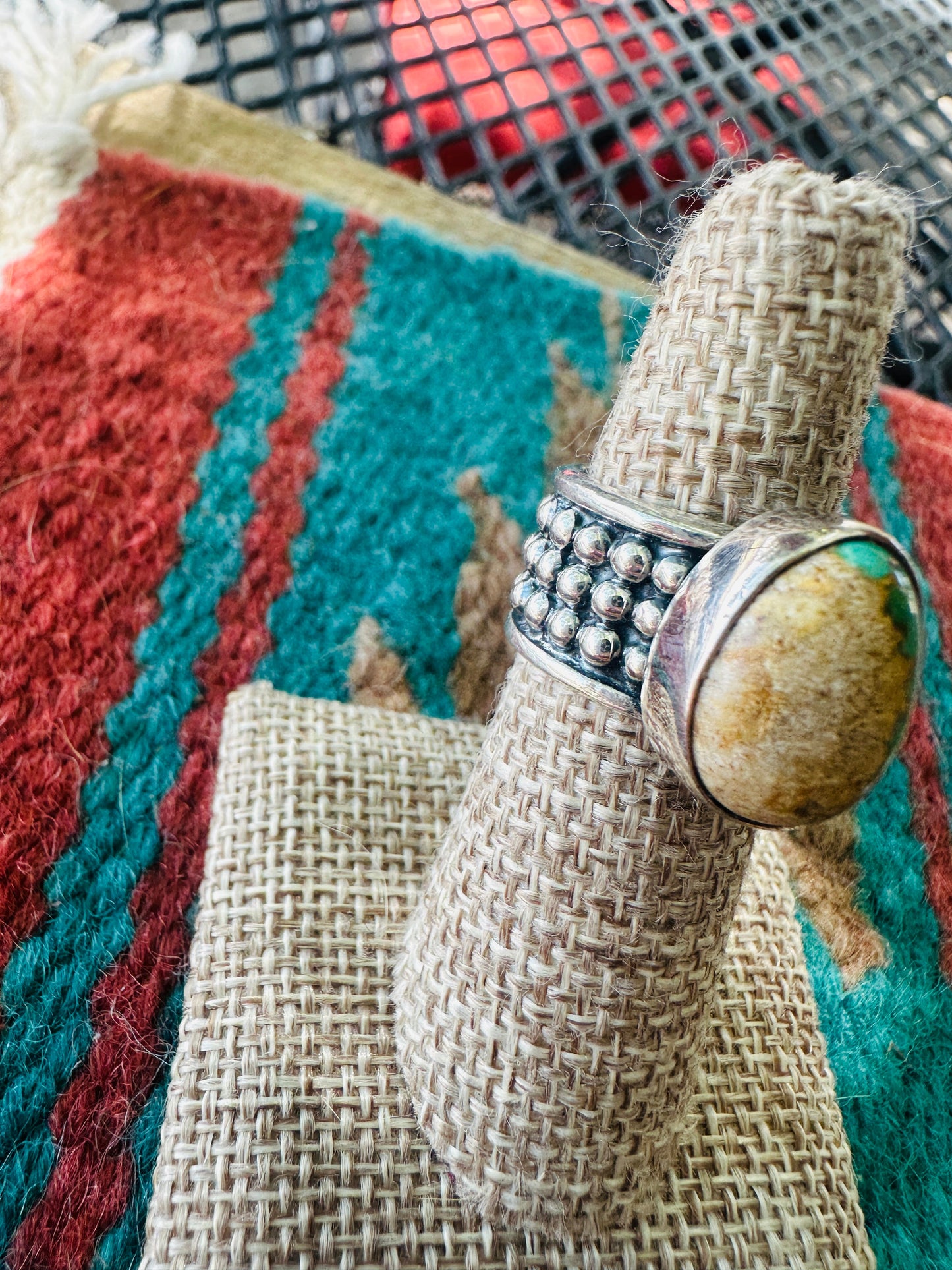 Handcrafted Sterling Silver & Royston Turquoise Ring Size 6