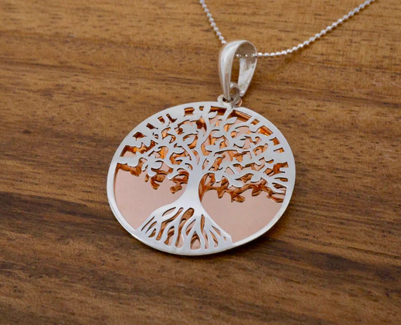 Copper & Sterling Silver Tree of Life Pendant Necklace