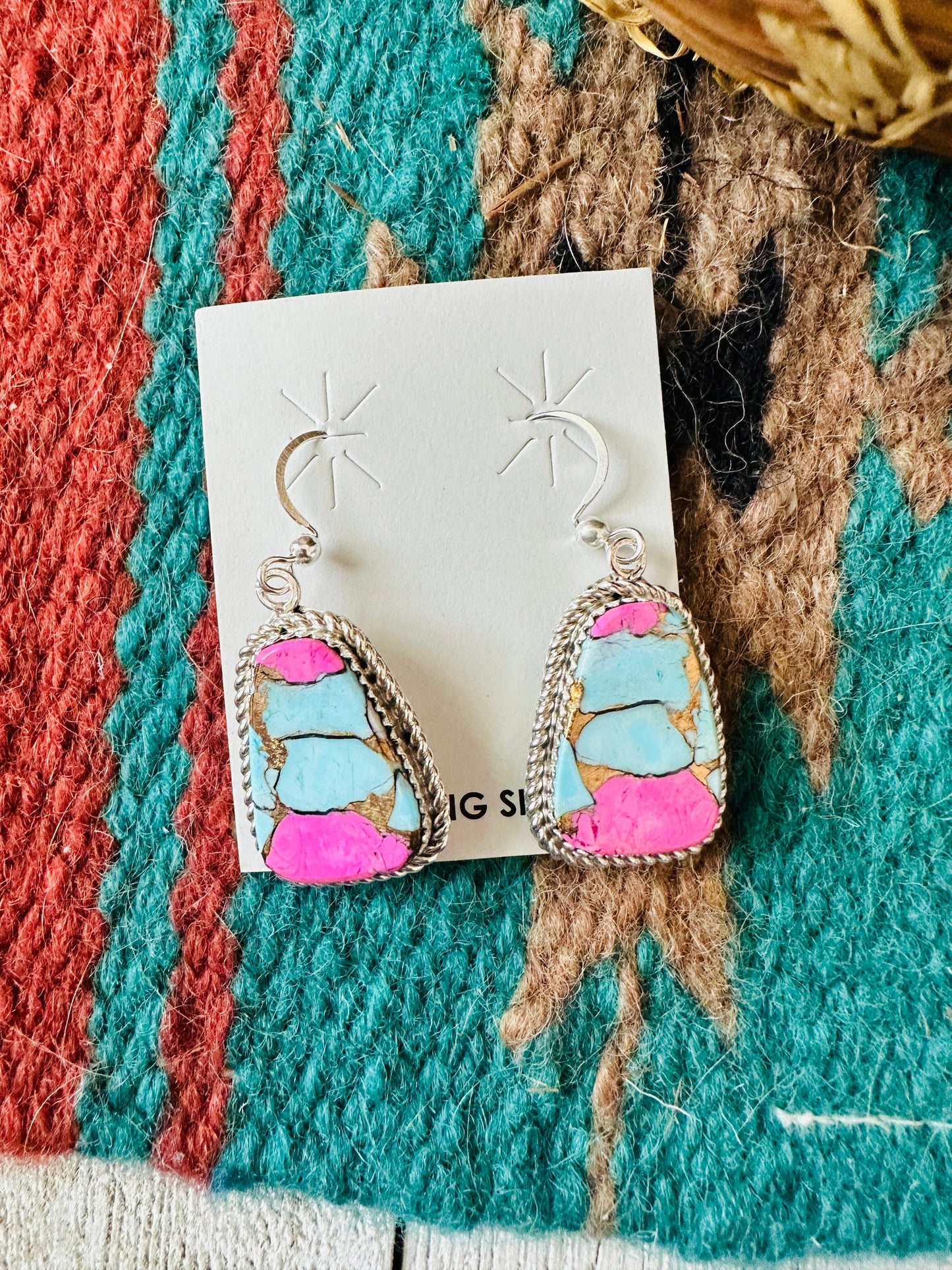 Handcrafted Cotton Candy and Sterling Silver Dangle Earrings