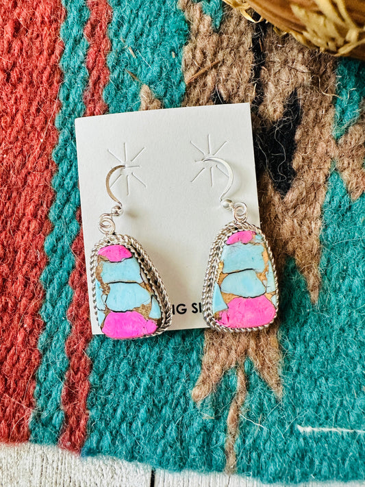 Handcrafted Cotton Candy and Sterling Silver Dangle Earrings