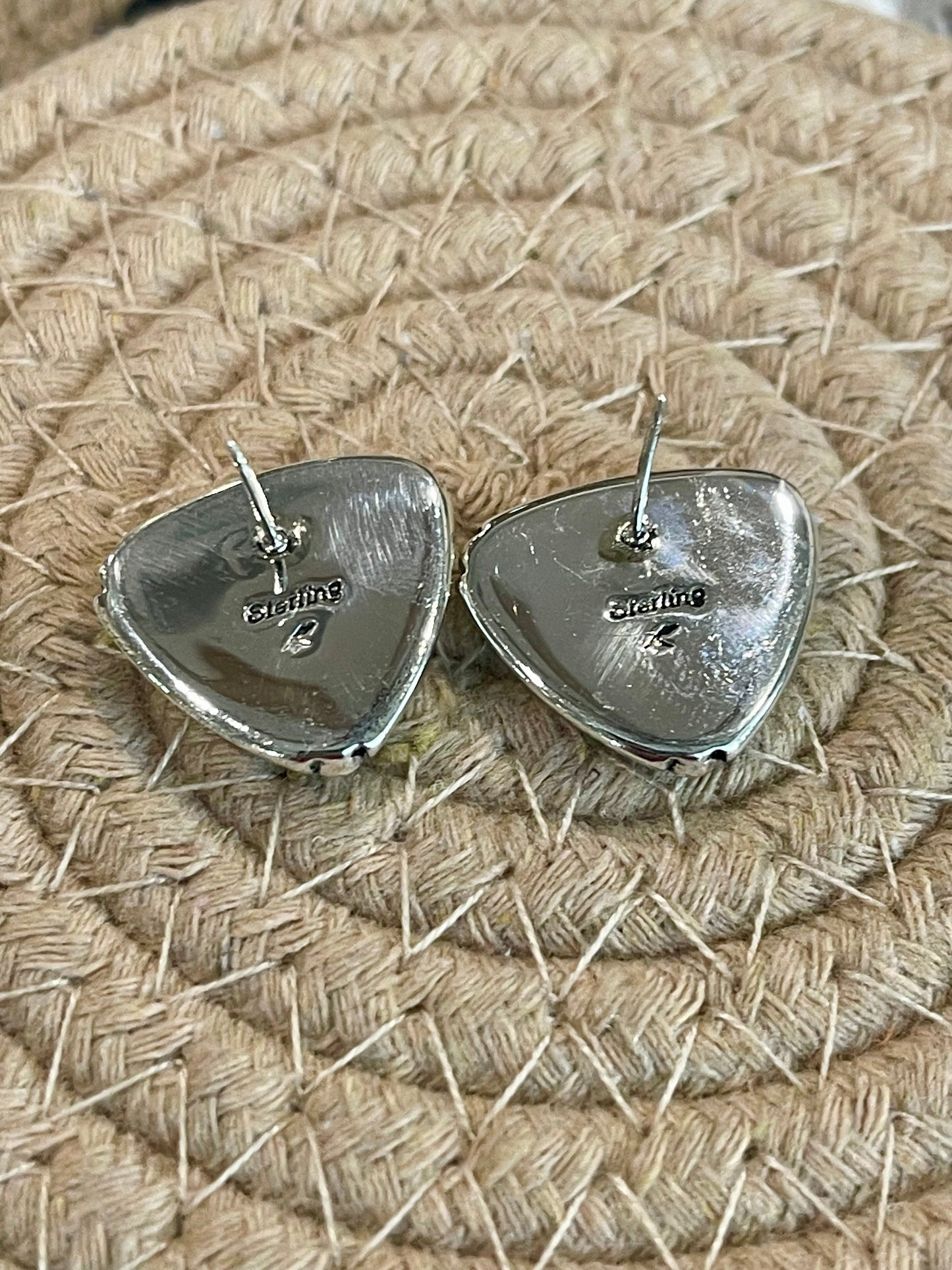Handcrafted Multi Stone & Sterling Silver Inlay Post Earrings
