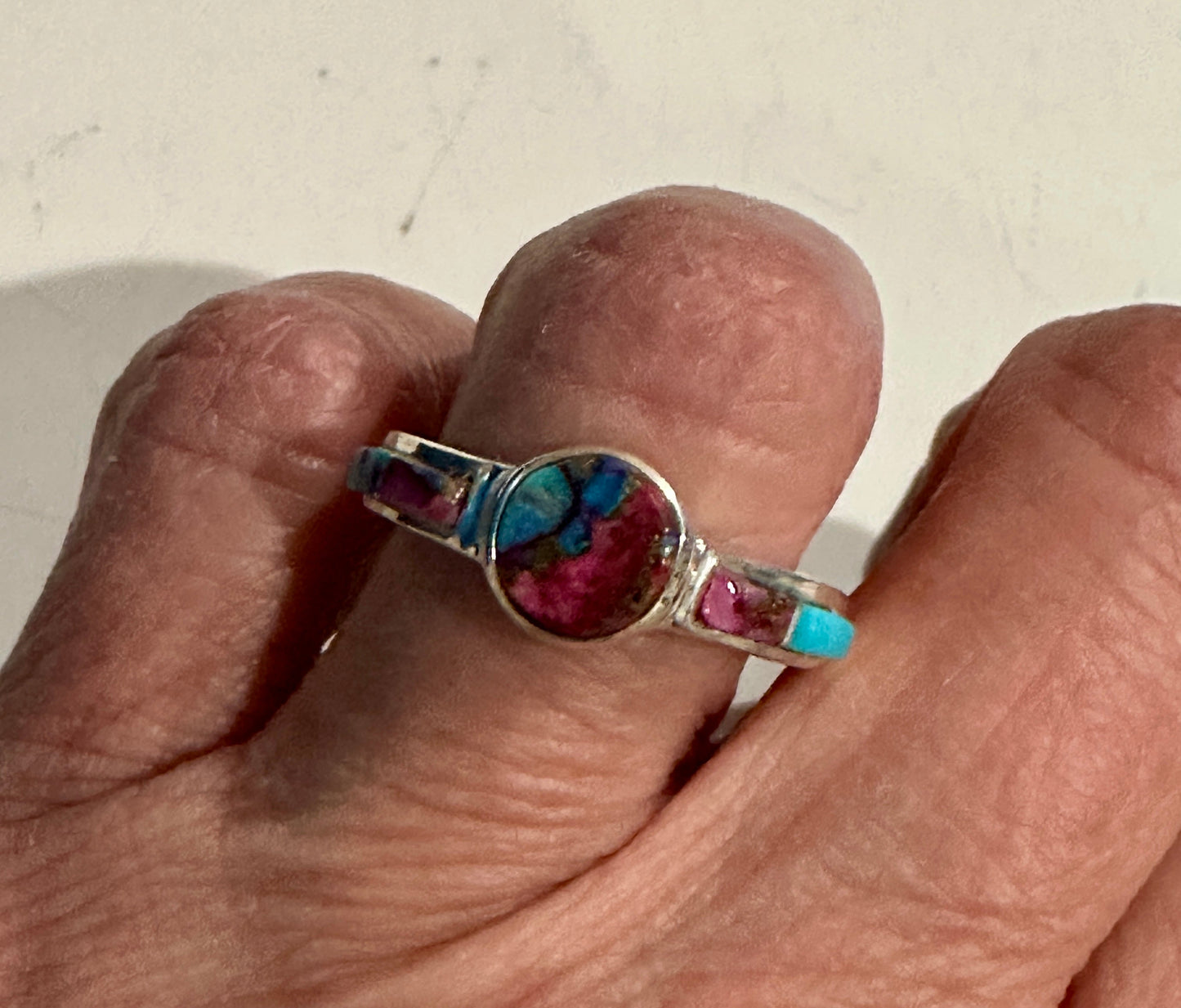 Pink Dream Mojave & Sterling Silver Round Ring