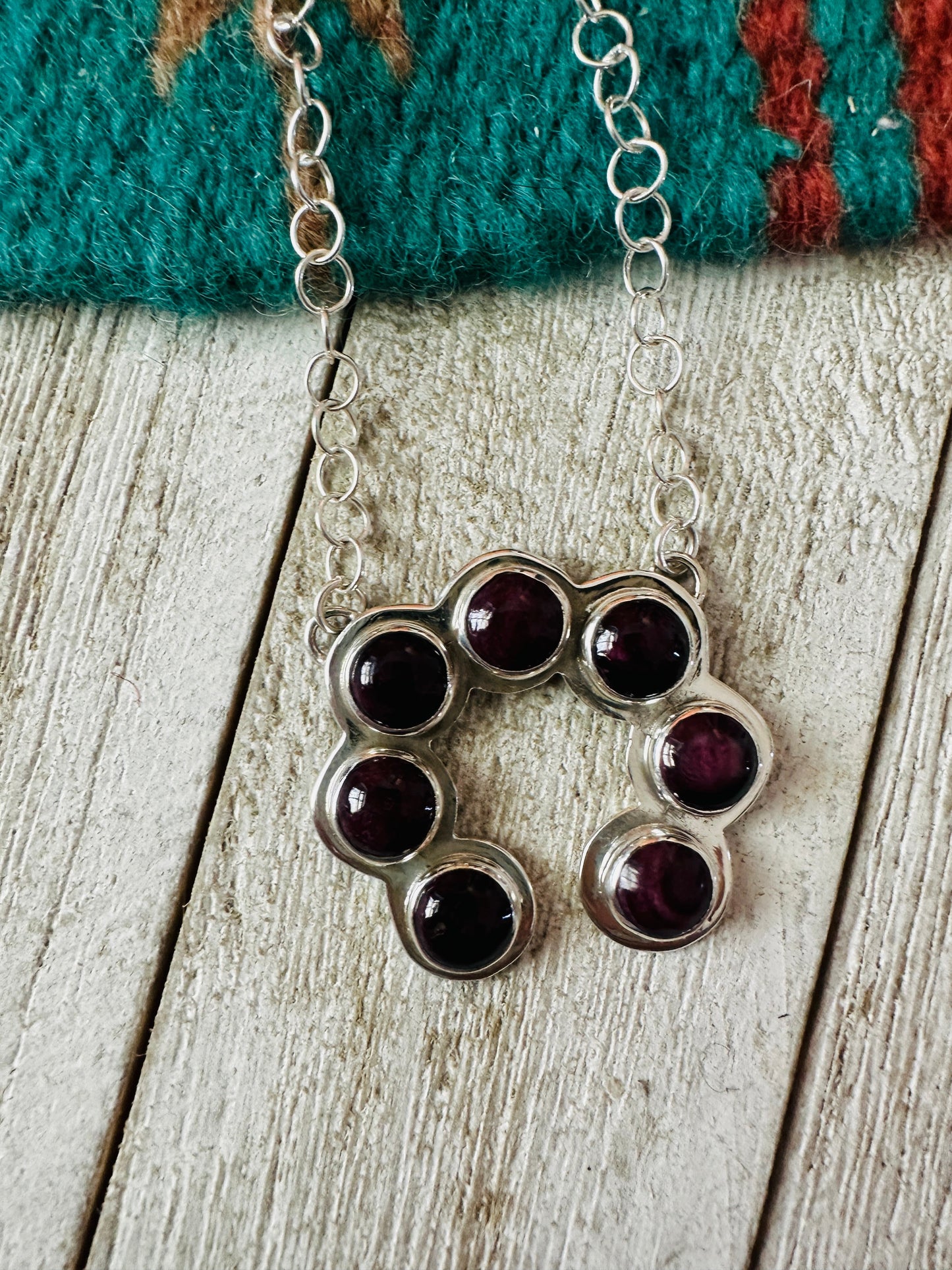 Handcrafted Sterling Silver & Purple Spiny Naja Necklace
