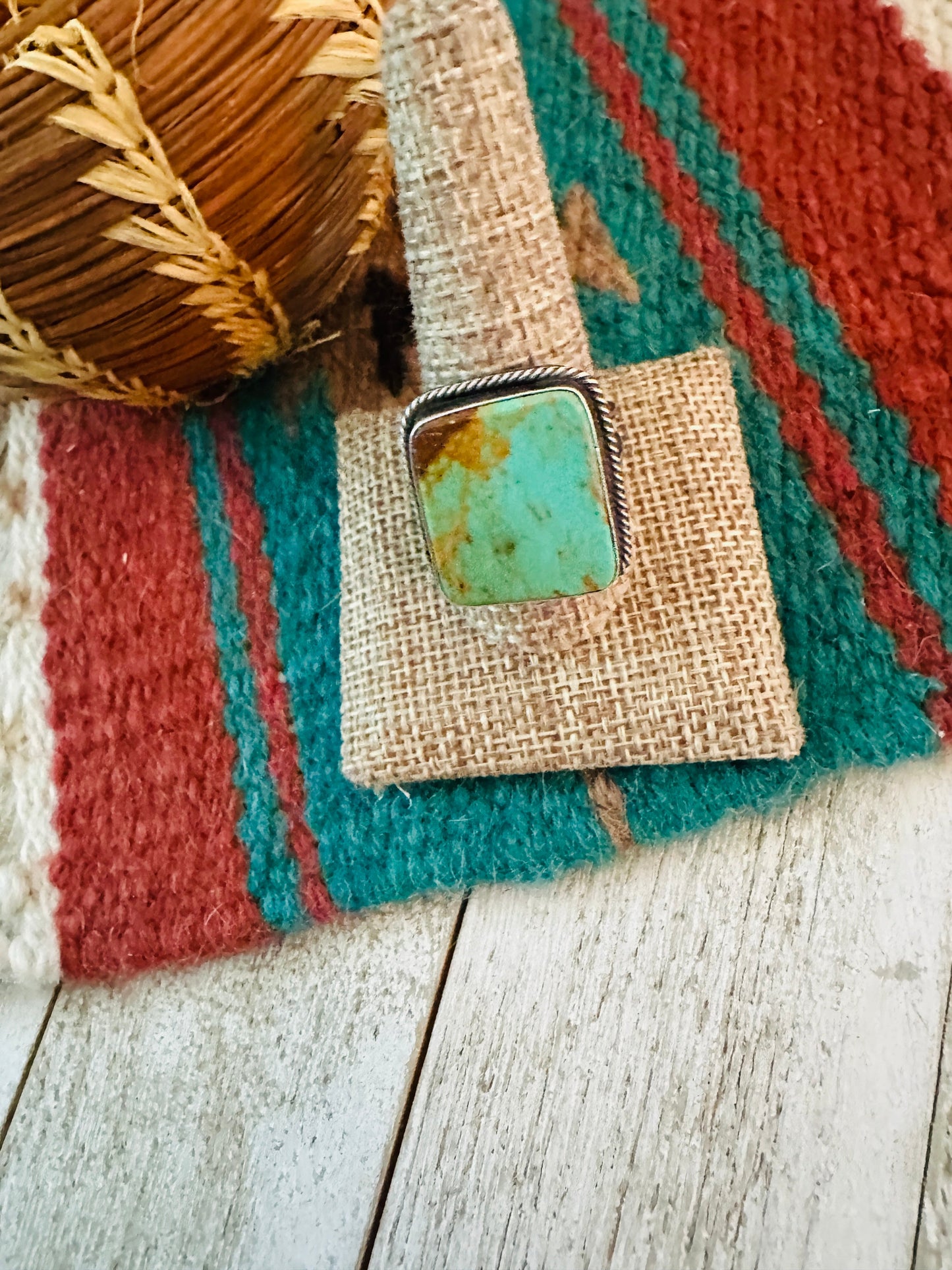 Handcrafted Turquoise & Sterling Silver Adjustable Ring by Jacqueline Silver