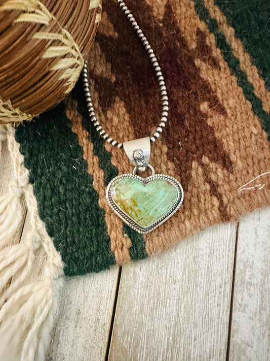 Handmade Turquoise & Sterling Silver Heart Pendant