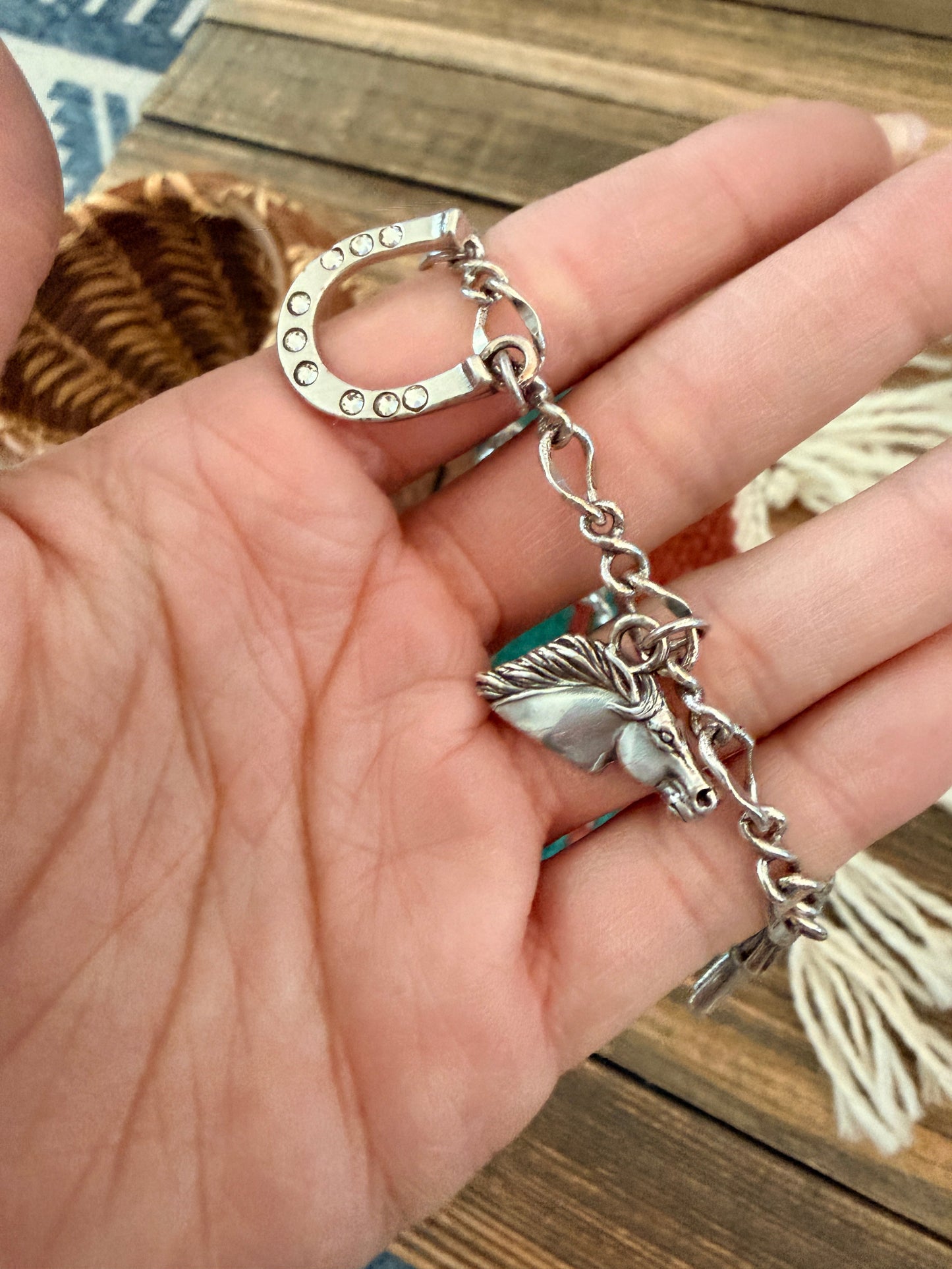 Handcrafted Old Pawn Sterling Silver Cowboy Charm Bracelet