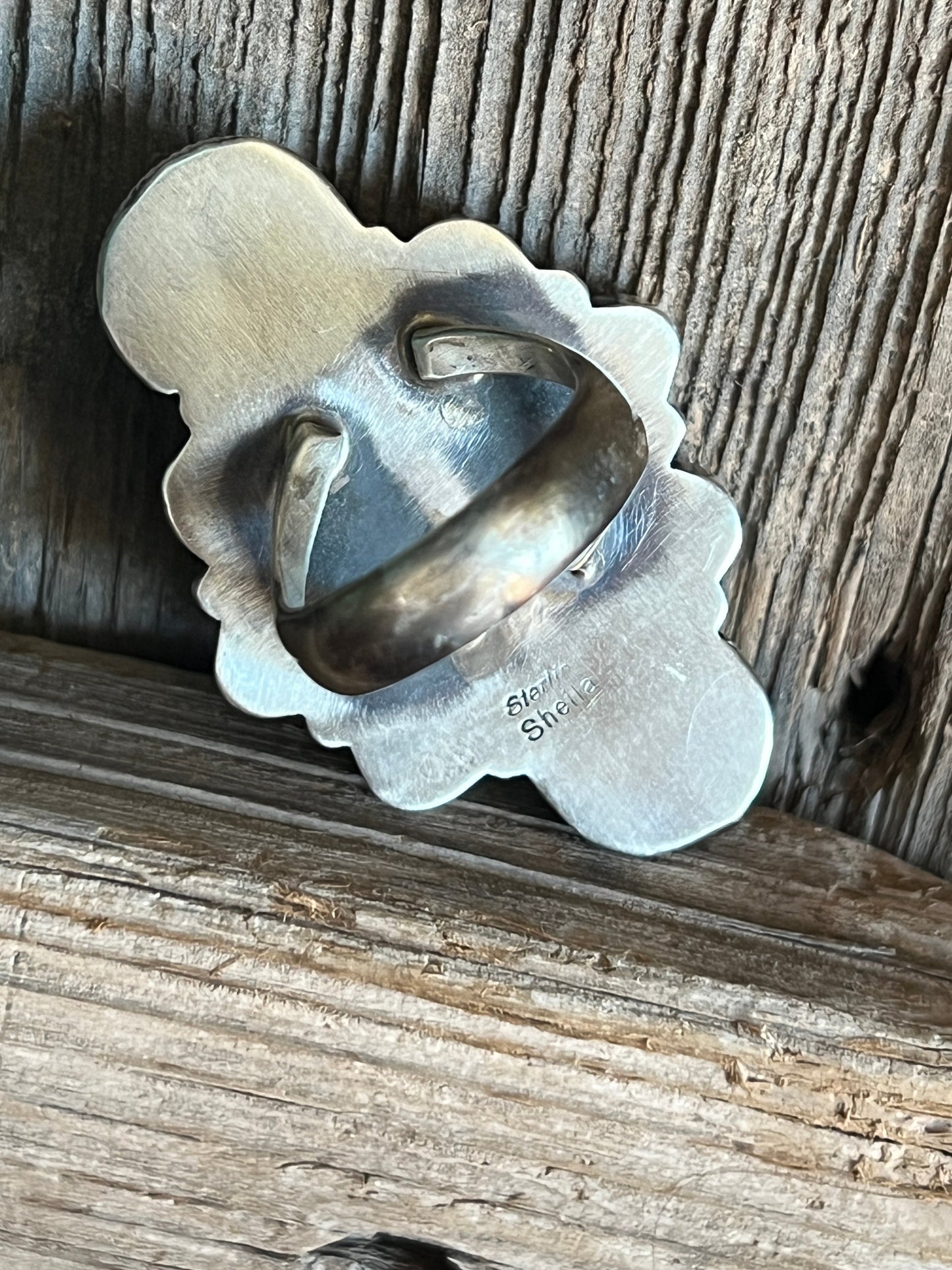 Handcrafted Sterling Silver and Natural Campitos Turquoise Cluster Ring by Sheila Becenti, Size 8.75