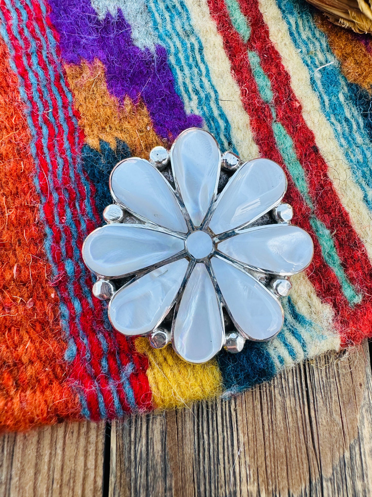 Handcrafted Sterling Silver and Mother of Pearl Brooch/ Pendant
