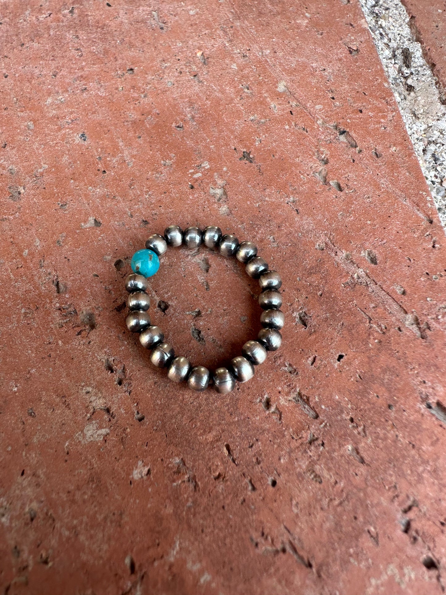THE VENICE BAND Handmade Sterling Silver  Pearl Style Beaded Stretch Ring