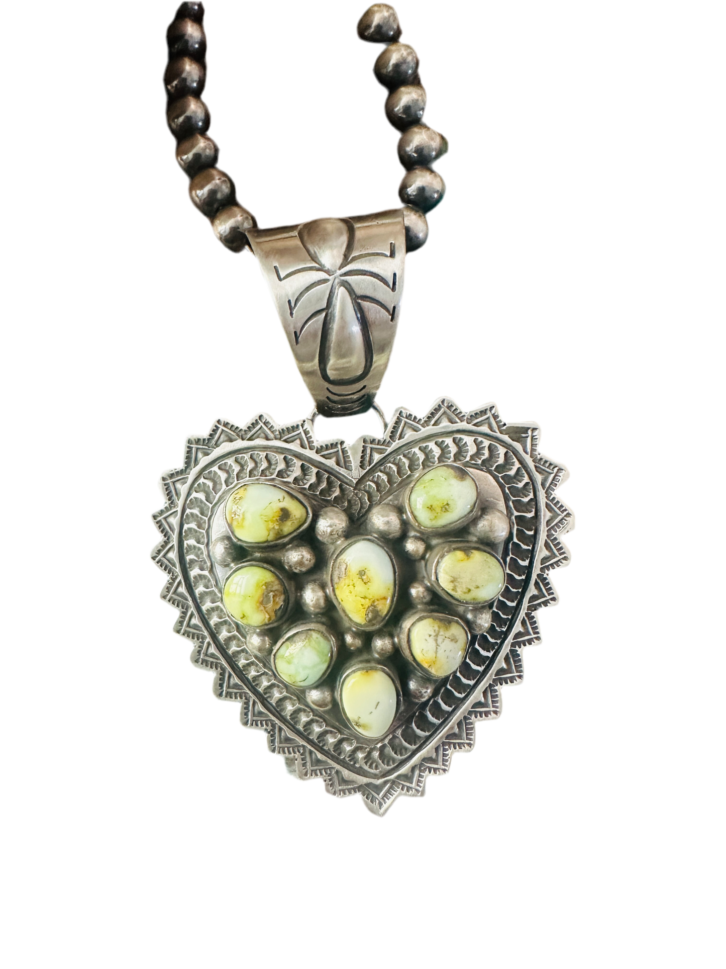 Handcrafted Palomino Turquoise & Sterling Silver Heart Pendant