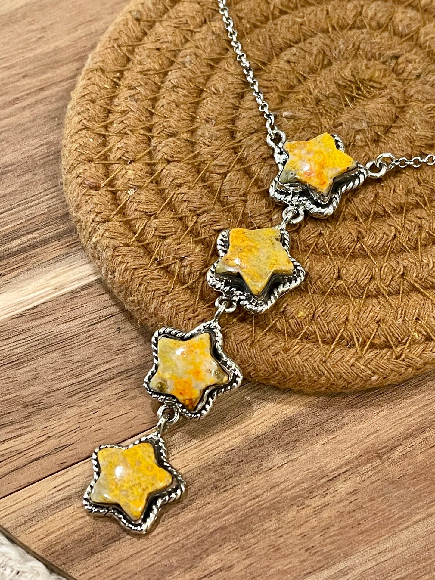 Handcrafted Sterling Silver & Bumble Bee Star Drop Necklace