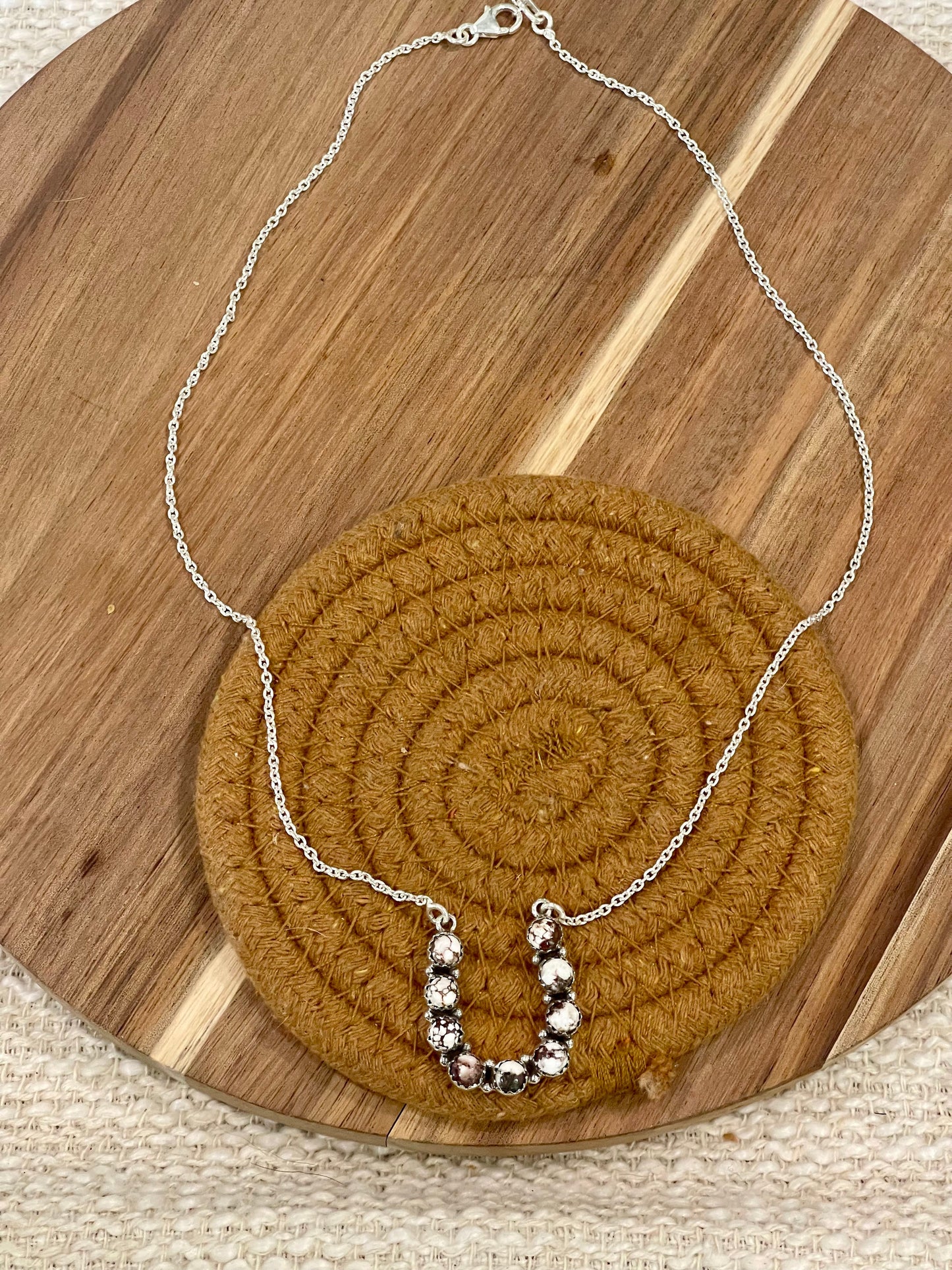 Handcrafted Sterling Silver & Wild Horse Horseshoe Necklace